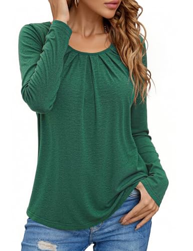 Totatuit Langarmshirt Damen Rundhals Stretch Tunika Tshirts Langarm Oberteile Casual Basic Tops von Totatuit
