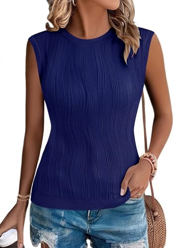 Totatuit Pullover Damen Armellos Elegant Herbst Strickpullover Rundhals Pulli Sweatshirt Winterpullover Weste von Totatuit