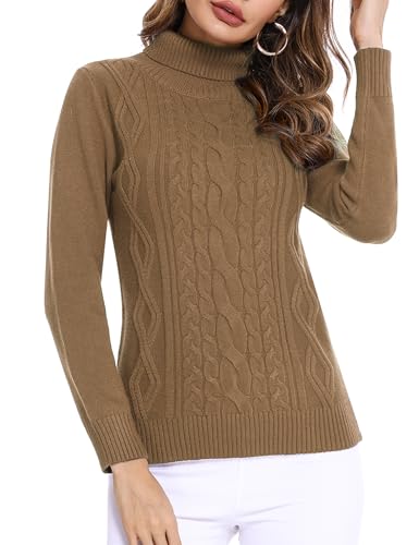 Totatuit Pullover Damen Basic Strickpullover Slim Fit Oberteile Elegant für Herbst und Winte Kamel M von Totatuit