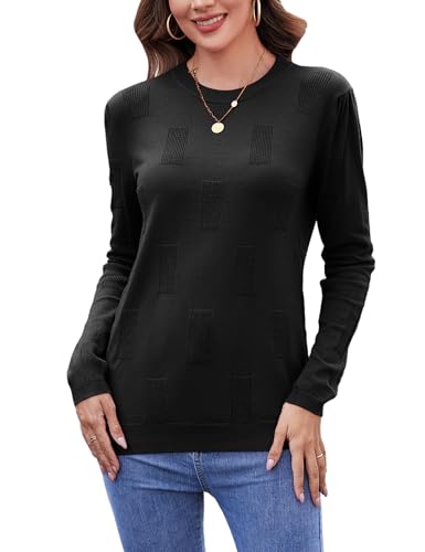 Totatuit Pullover Damen Long Sleeve Elegant Winter Knitted Herbst Strickpullover Jumper Crew Neck Pulli Sweatshirt Winterpullover von Totatuit