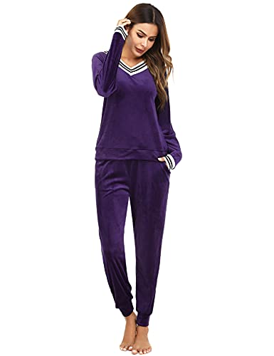 Totatuit Schlafanzug Damen Lang Zweiteiler Samt Pyjama Set Loungewear Freizeitanzug Herbst Winter Jogginganzug Hausanzug Warm Velour Langarm Oberteile mit Hose Totatuit Schlafanzug Damen Lang Zweiteiler Samt Pyjama Set Loungewear Freizeitanzug Herbst Winter Jogginganzug Hausanzug Warm Velour Langarm Oberteile mit Hose von Totatuit