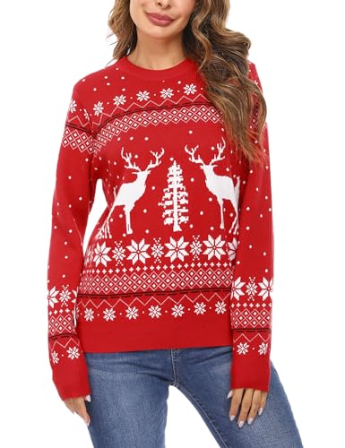 Totatuit Unisex Ugly Christmas Sweater Herren Weihnachtspullover Strickmuster Damen Weihnachten Strickpullover von Totatuit