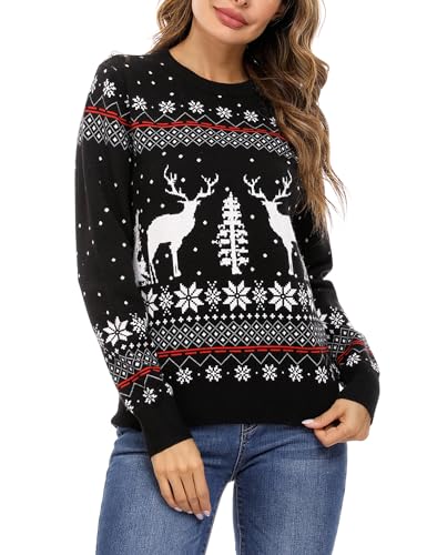 Totatuit Unisex Ugly Christmas Sweater Herren Weihnachtspullover Strickmuster Damen Weihnachten Strickpullover von Totatuit