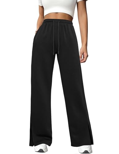 Totatuit Jogginghose Damen Baggy Sporthose Weite Bein Hosen Damen Sweatpants Lang Traininghose Elastisch Freizeithose Gerade Lockere mit Taschen von Totatuit