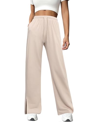 Totatuit Jogginghose Damen Baggy Sporthose Weite Bein Hosen Damen Sweatpants Lang Traininghose Elastisch Freizeithose Gerade Lockere mit Taschen von Totatuit