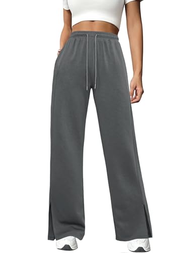 Totatuit Jogginghose Damen Baggy Sporthose Weite Bein Hosen Sweatpants Lang Traininghose Elastisch Freizeithose Gerade Lockere mit Taschen von Totatuit