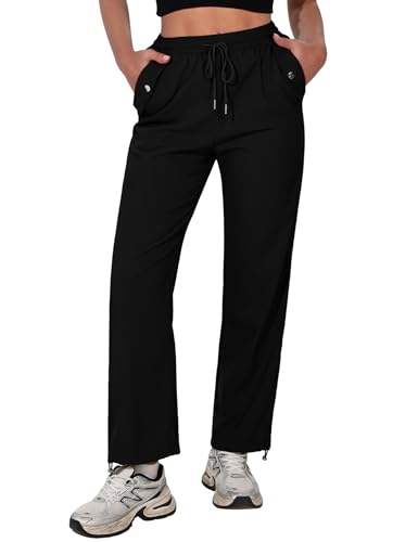 Totatuit Y2K Cargohose Damen Baggy Wanderhose Sport Multi Taschen High Waist Stretch Jogginghose mit Elastischen Knöcheln von Totatuit