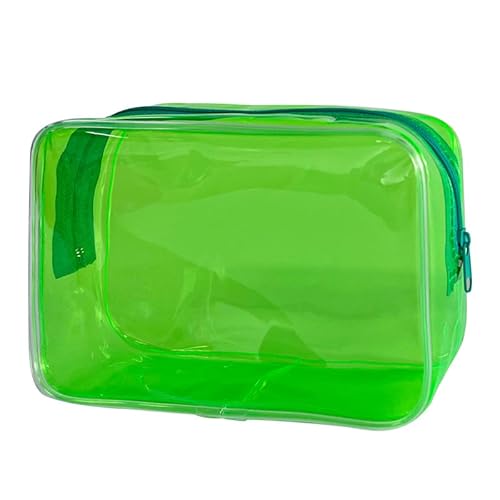 Neon Clear Pouch Small Clear Makeup Bag 17.8 cmx5.8 cmx11.9 cm Size TSA Approved Toiletry Bag Clear Travel Bags for Toiletries, Clear Cosmetic Bag for Women and Men Small, Grün , Einfarbig und von TotePrint