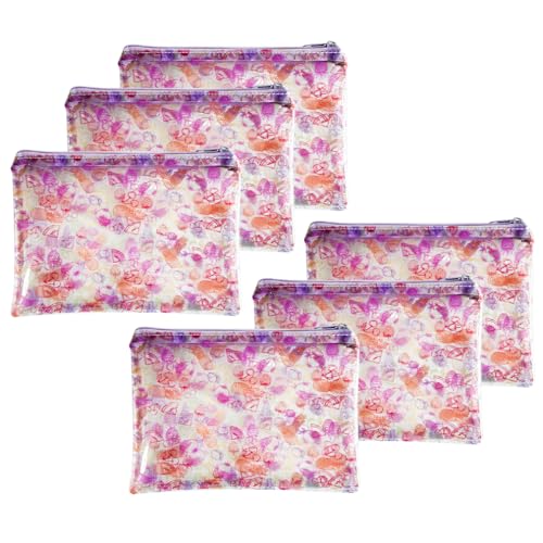 TotePrint 6 Stück gemusterte Reißverschlusstasche mit Kirsch-Druck, tragbare Mini-Münzgeldbörse, tragbare Tasche, kleine Aufbewahrungstasche mit den Maßen 21 x 15 cm, Ananas-Druck, 6 Stück, von TotePrint