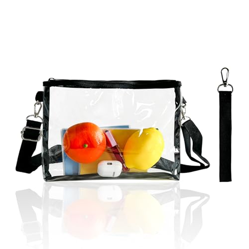 TotePrint Akkreditierte Sportstadion Transparente Konzerte Tasche Schultertasche Wasserdichte Sling Bag für Arbeit Sport Spiele und Konzerte (schwarz) von TotePrint
