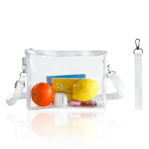 TotePrint Akkreditierte Sportstadion Transparente Konzerte Tasche Schultertasche wasserdichte Sling Bag für Arbeit Sport Spiele und Konzerte (Weiß) von TotePrint