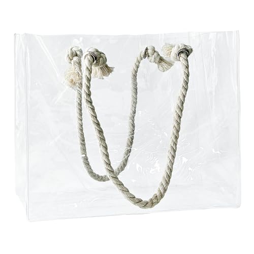 TotePrint Damen PVC-Handtasche Transparente Einkaufstasche mit Seilhalter Groß wasserdichte Sporttasche für Sommer Pool Party Strand 36,5 x 32 x 12 cm （1pcs） (Transparent) von TotePrint