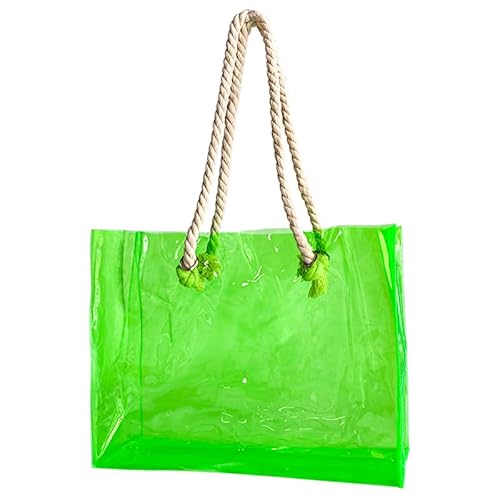 TotePrint Damen PVC-Handtasche Transparente PVC-Einkaufstasche mit Seilhalter Groß wasserdichte Sporttasche Sommer Pool Party Strand Blau, 36,5 x 32 x 12 cm （1pcs） (grün-B115) von TotePrint