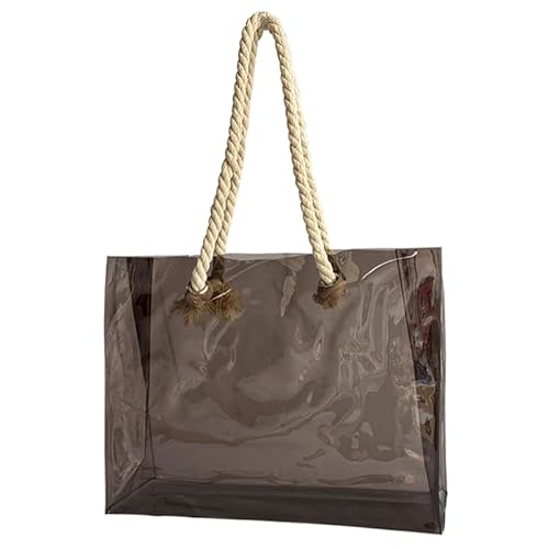 TotePrint Damen PVC-Handtasche Transparente PVC-Einkaufstasche mit Seilhalter Groß wasserdichte Sporttasche Sommer Pool Party Strand Blau, 36,5 x 32 x 12 cm （1pcs） (schwarz) von TotePrint