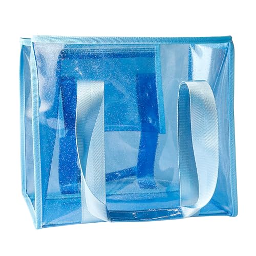 TotePrint Glänzende Strandtasche aus PVC - Wasserdichte Shopper für Strand, Reise & Arbeit - sanddichter Schutz(1 Stück) (Blau) von TotePrint