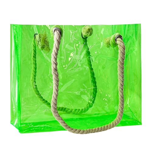 TotePrint Grün Strandtasche Mit Geflochtenen Griffen, Wasserdicht Schulter Tote Bag, Arbeit Schulter Tote Bag 15.75'' ×11.81'' ×3.94'' (Grün) von TotePrint