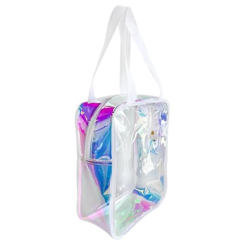 TotePrint Holografische Make-up-Tasche, wasserdicht, transparent, mit Reißverschluss, rosa Strandtasche, 22 x 30 x 10 cm, TSA-konform und sanddichter Organizer, A240035-D2151-437-1012, Modern von TotePrint