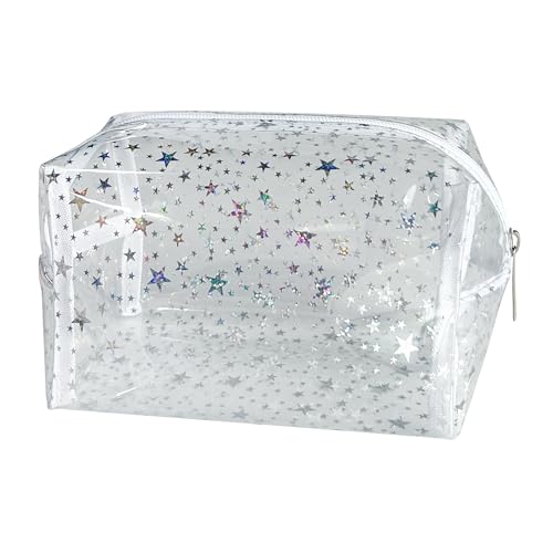 TotePrint Holografischer Stern, wasserdichte PVC-Make-up-Tasche, schimmernder Kosmetik-Organizer für Damen und Herren, Rave-Festival-Essentials & den täglichen Gebrauch, Transparent, Modern von TotePrint
