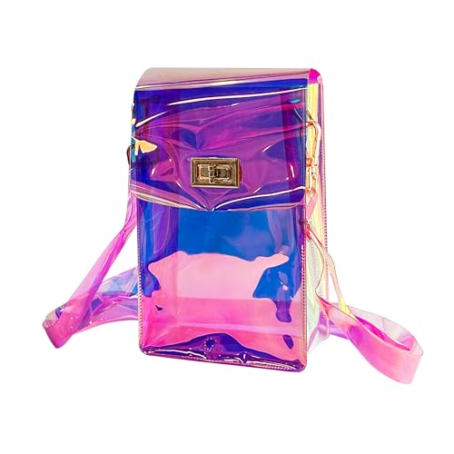 TotePrint Kleine Holographische PVC Umhängetasche |Wasserdichte Crossbody Bag für Strand, Reise & Alltag Leicht & Kompakt mit Reißverschluss (Rose rot.) von TotePrint