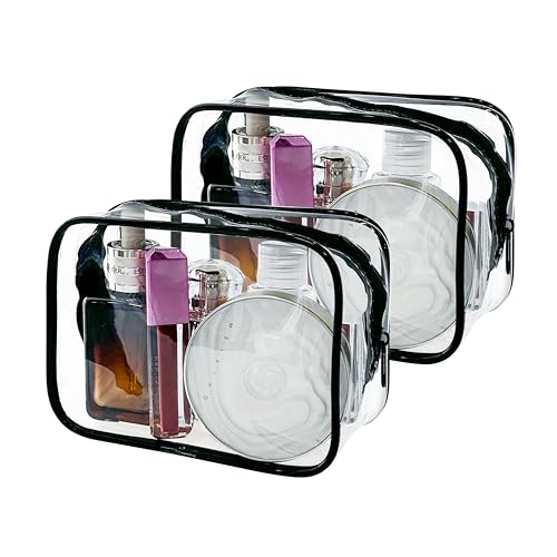 TotePrint Kleine transparente Kosmetiktasche mit Knochen, 15 x 6,9 x 10,4 cm, TSA-zugelassen, Kulturbeutel, transparente Reisetaschen, transparente Kosmetiktasche für Damen und Herren, 2 Stück, von TotePrint