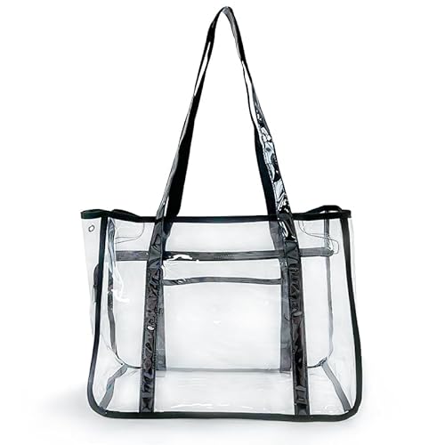 TotePrint Mode Frau Tasche Super-große holographische Strand Todd-Paket TPU-Material Regenbogen transparente wasserdichte Schultertasche (Black) von TotePrint