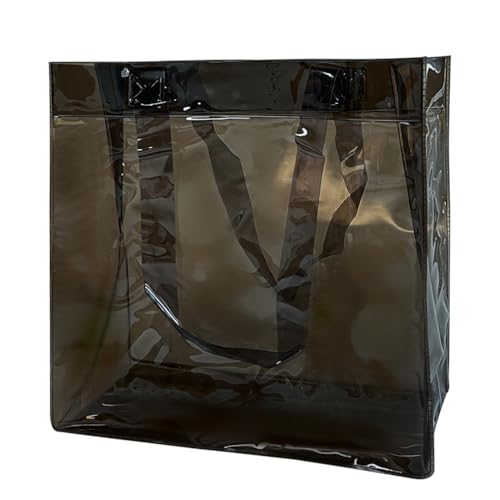 TotePrint PVC-Strandtasche reine Farbe wasserdicht wiederverwendbare große Handtasche 30x12x28CM langlebig und leicht für Strandreisen Schwimmbad Fitnessraum (1 Packung) (Schwarz) von TotePrint