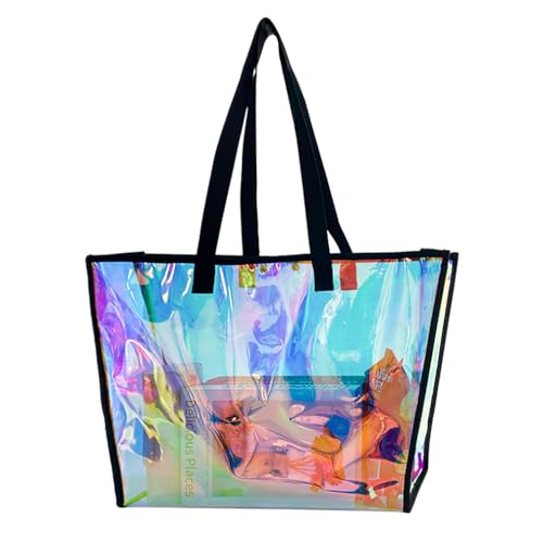 TotePrint Regenbogenfarbe Umhängetasche, Handtasche mit Schwarz Bandgriff, Geeignet für Reisen, Tägliche Abholung, Bunter Druck, Große Kapazität (Schwarz) von TotePrint