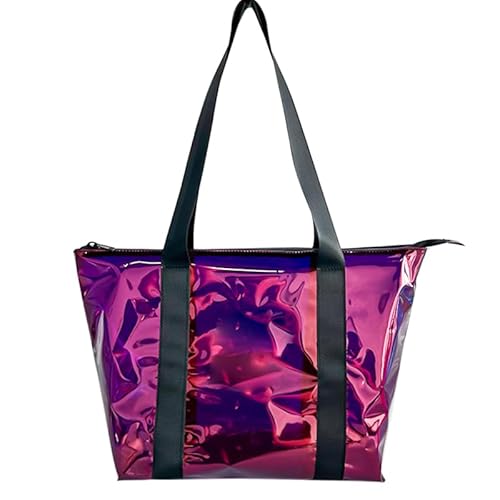 TotePrint Strandtasche, Wasserdichte PVC Reisetasche, 30x26x14cm, Lila Metallic, UV-Schutz, mit Sicherheitsfach (A240075-D2174-8547) von TotePrint