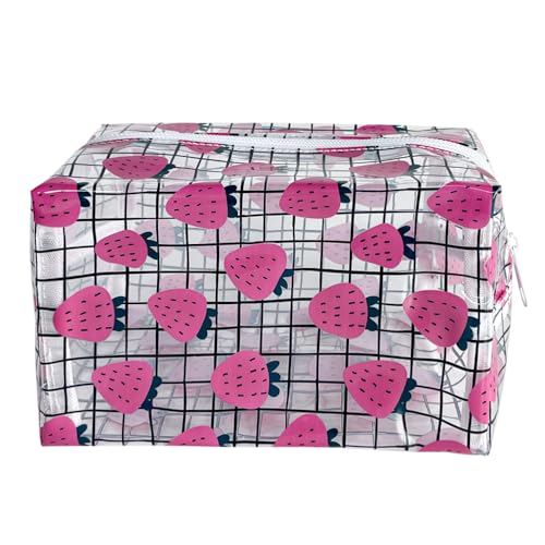 TotePrint Transparente Kosmetiktasche mit Kiwi-Druck, wasserdicht, wiederverwendbar, geeignet für Geschenksammlung, tragbarer Organizer, D1037-14, Modern von TotePrint