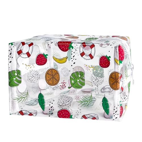 TotePrint Transparente Kosmetiktasche mit Kiwi-Druck, wasserdicht, wiederverwendbar, geeignet für Geschenksammlung, tragbarer Organizer, D1037-18, Modern von TotePrint