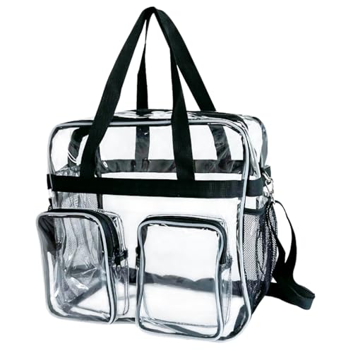 TotePrint Transparente Tasche, Stadionzugelassene Schultertasche, 30x30x15cm, Wasserdicht, mit Reißverschluss und Tragegriffen (Transparent) von TotePrint