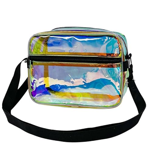 TotePrint Wasserdichte Holografische PVC Bauchtasche Unisex 26x19x7.5 cm Reißverschluss Sportliche Umhängetasche für Damen & Herren (Blau) von TotePrint