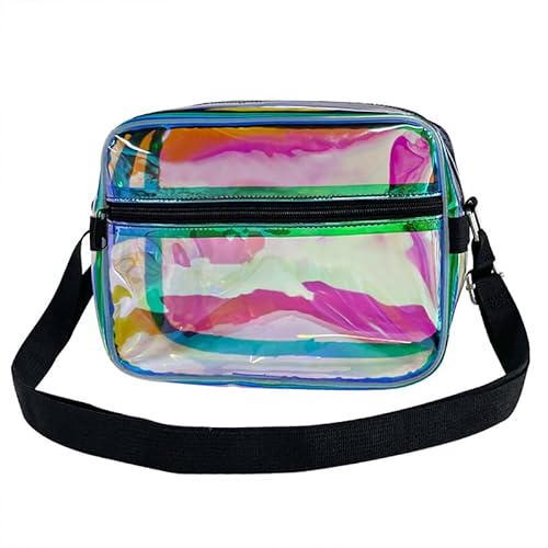 TotePrint Wasserdichte Holografische PVC Bauchtasche Unisex 26x19x7.5 cm Reißverschluss Sportliche Umhängetasche für Damen & Herren (Rosa) von TotePrint
