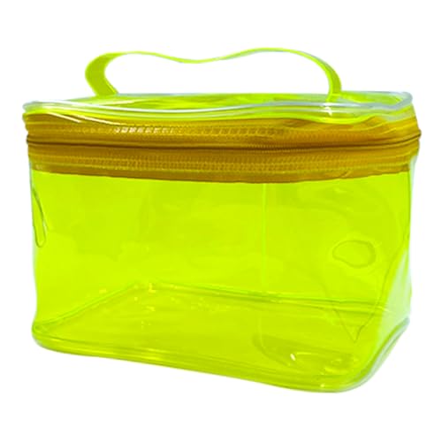 TotePrint Wasserfeste PVC Kosmetiktasche Einfarbig mit Tragegriff 18x13x12 cm Transparent Reise-Organizer Unisex Duschbeutel für Damen & Herren (Gelb) von TotePrint