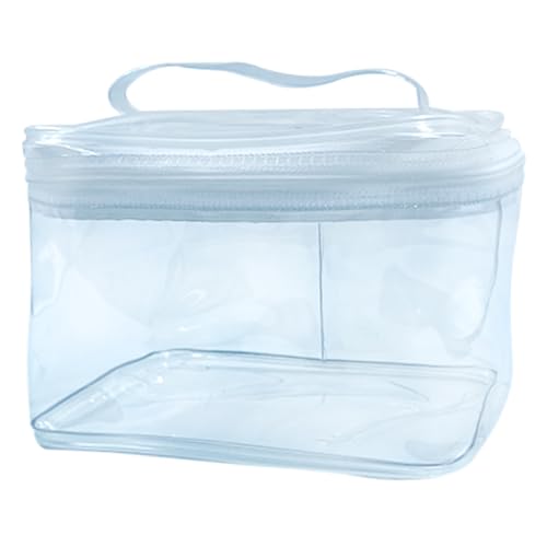 TotePrint Wasserfeste PVC Kosmetiktasche Einfarbig mit Tragegriff 18x13x12 cm Transparent Reise-Organizer Unisex Duschbeutel für Damen & Herren (Transparent) von TotePrint