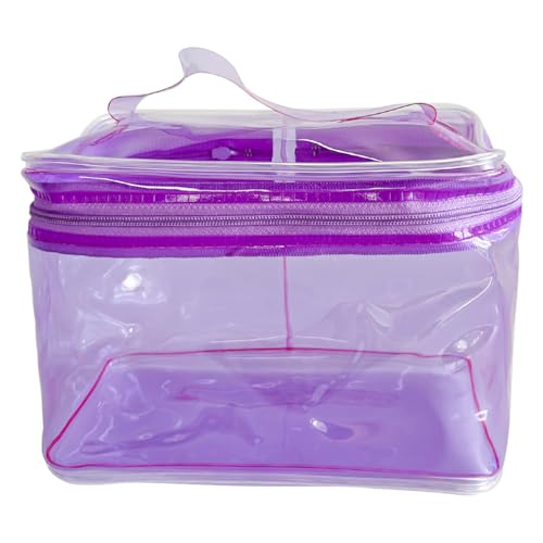 TotePrint Wasserfeste PVC Kosmetiktasche Einfarbig mit Tragegriff 18x13x12 cm Transparent Reise-Organizer Unisex Duschbeutel für Damen & Herren (Violett) von TotePrint