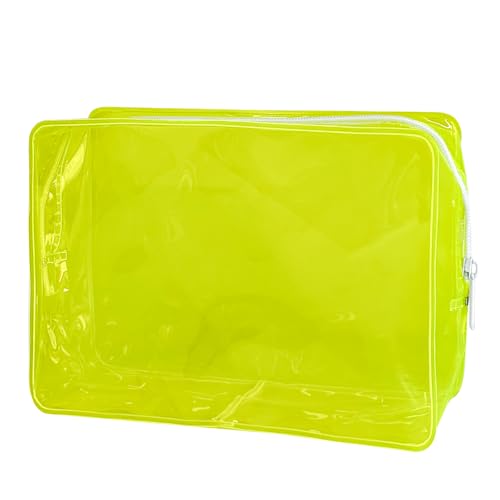 TotePrint wasserdichte Einfarbige PVC Kosmetiktasche 18×12×6cm - Kleine Rechteck Reißverschluss für Damen Herren Reise Schwimmbad (Gelb) von TotePrint