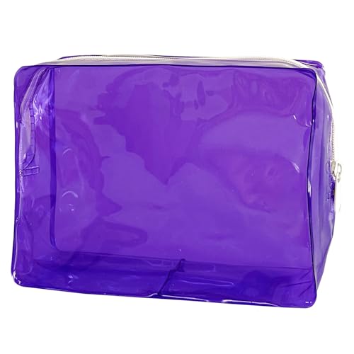 TotePrint wasserdichte Einfarbige PVC Kosmetiktasche 18×12×6cm - Kleine Rechteck Reißverschluss für Damen Herren Reise Schwimmbad (Violett) von TotePrint