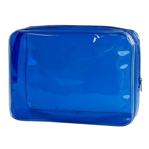 TotePrint wasserdichte PVC Kosmetiktasche - Reißverschluss Schminktasche für Damen & Herren Reiseorganisation 25x18x6 cm (Blau) von TotePrint