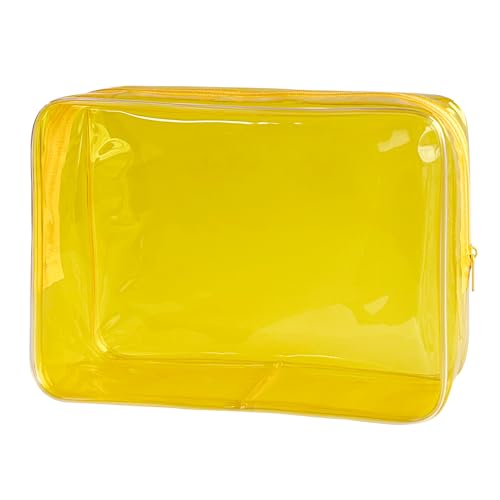 TotePrint wasserdichte PVC Kosmetiktasche - Reißverschluss Schminktasche für Damen & Herren Reiseorganisation 25x18x6 cm (Gelb) von TotePrint