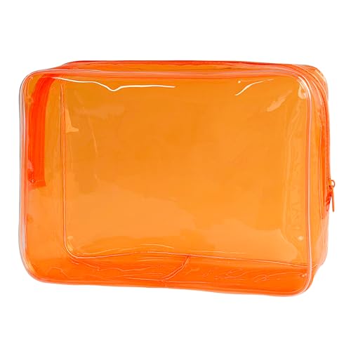TotePrint wasserdichte PVC Kosmetiktasche - Reißverschluss Schminktasche für Damen & Herren Reiseorganisation 25x18x6 cm (Orange) von TotePrint