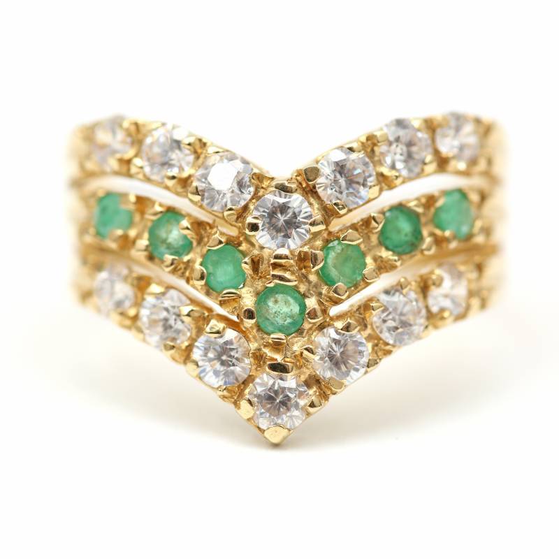 18K Diamant Smaragd Chevron Ring von TotemKitten
