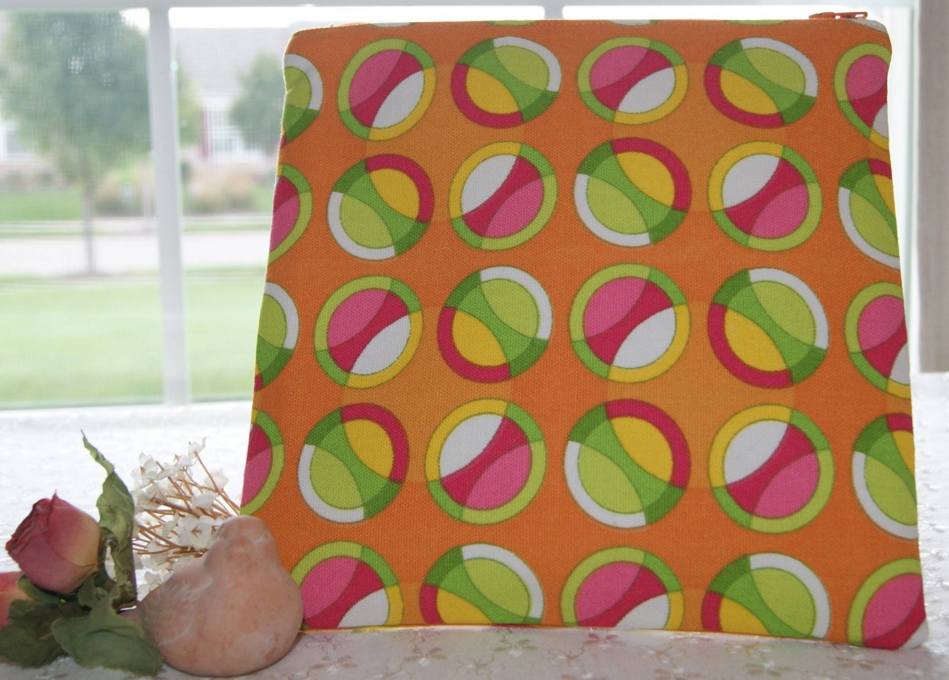 Handgefertigte Reißverschlusstasche Orange Baumwolle Reisetasche Handgefertigte Reißverschlusstasche Orange Baumwolle Reisetasche von ToteworthyDesigns