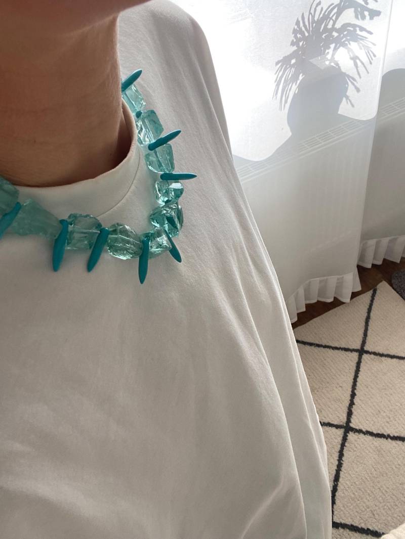 Blaue Aquamarin Halskette | Rohe Natürliche Edelsteine Einzigartiger Handgefertigter Schmuck von TotoreVintageStudio