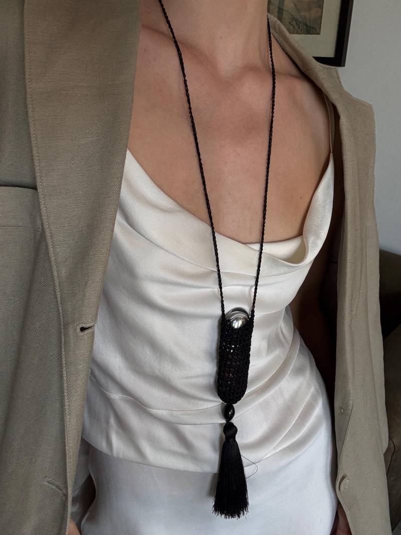 Gehäkelte Halskette Mit Edelstein - Secret Hüter von TotoreVintageStudio