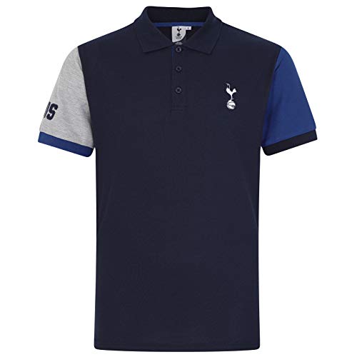 Tottenham Hotspur - Herren Polo-Shirt mit Wappen - Offizielles Merchandise - Dunkelblau mit Kontrastärmeln - XL von Tottenham Hotspur