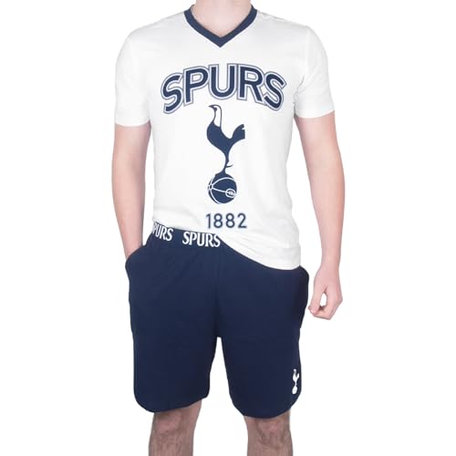 Tottenham Hotspur - Herren Schlafanzug-Shorty - Offizielles Merchandise - Weiß Wappen - XL von Tottenham Hotspur