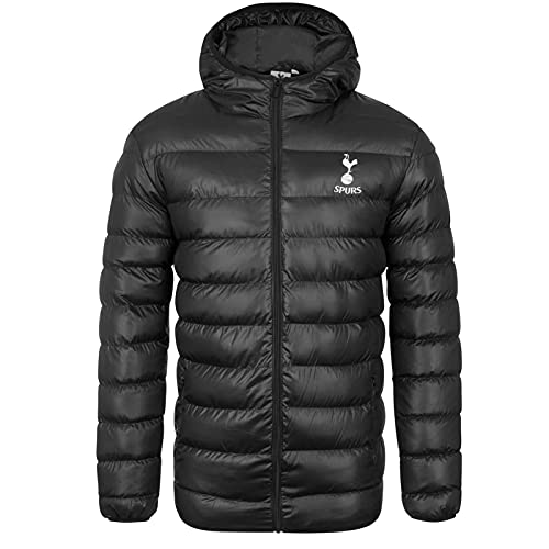 Tottenham Hotspur - Herren Winter-Steppjacke mit Kapuze - Offizielles Merchandise - Geschenk für Fußballfans - Schwarz - XL von Tottenham Hotspur