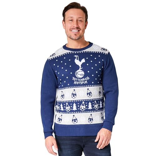 Tottenham Hotspur Weihnachtspullover Herren & Teenager mit Rundhalsausschnitt - Fußball Geschenke für Männer (Blau, 2XL) von Tottenham Hotspur