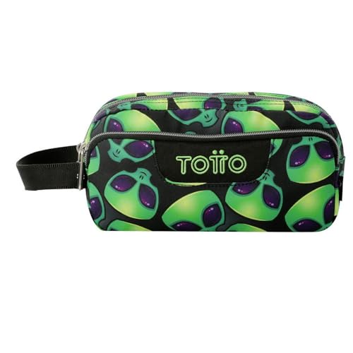 TOTTO - Schulmäppchen mit 3 Fächern, Modell Agapec, großes Federmäppchen, Maße 23 x 11,5 x 10,5 cm, seitlicher Griff, ergonomische Griffe mit PVC, widerstandsfähiger Stoff, Ali-Muster, Ali, Verde TOTTO - Schulmäppchen mit 3 Fächern, Modell Agapec, großes Federmäppchen, Maße 23 x 11,5 x 10,5 cm, seitlicher Griff, ergonomische Griffe mit PVC, widerstandsfähiger Stoff, Ali-Muster, Ali, Verde von Totto